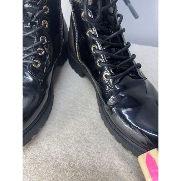 MICHAEL KORS womens Aliatair Bootie classic combat black /brown size 9 - Picture 6 of 12